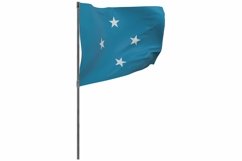 Micronesia flag on pole. Waving banner isolated. Product Image 1