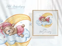 Watercolor sleeping bear clipart. Baby animal illustration Product Image 3