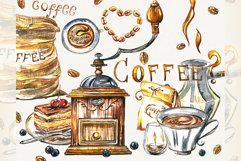 Coffee clipart, coffee cup, food clipart, watercolor coffee Product Image 1