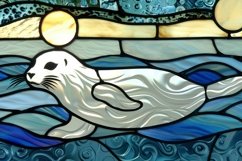 Stained Glass Harp Seal Background Wallpaper Product Image 1
