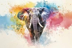 Digital art of an elephant with vibrant watercolor splashes Product Image 1