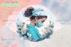 Floral Nurse Watercolor Sublimation Clipart Product Image 7