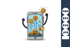 Cryptocurrency digital coins rising on smartphone screen vec Product Image 1