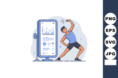 Man stretching next to smartphone fitness app showing health Product Image 1