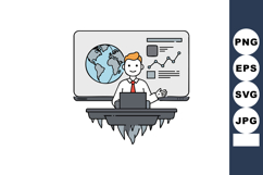 Businessman presenting global data chart and world map vecto Product Image 1