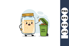 Cute Mason Jar Character Promoting Zero Waste Environmental Product Image 1