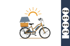 Electric bike with solar panel and sun illustration for sust Product Image 1