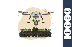 Agricultural drone planting seedlings in trays for sustainab Product Image 1