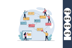 Workflow Collaboration Process Illustration with People and Product Image 1