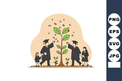 Growing Education Concept with Graduates and Plant Symbols o Product Image 1