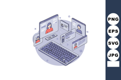 Virtual communication concept with keyboard and digital prof Product Image 1