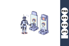 Robot interacting with humans using futuristic digital commu Product Image 1