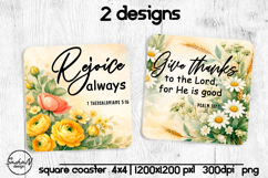 Christian square coaster sublimation design, Bible verse png Product Image 1