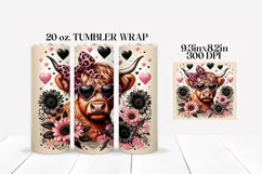 Highland Cow Valentine's Day Tumbler Wrap Sublimation Product Image 2
