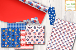 4th of July Digital Papers, Patriotic Backgrounds, USA Flag Product Image 6