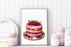 Watercolor Berries Cakes Clipart, Raspberry Cakes Graphics Product Image 6