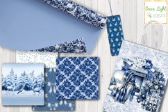 Blue Winter Christmas Digital Papers, Cold Xmas Backgrounds Product Image 6