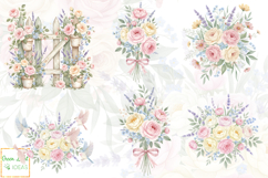 Cottage Spring Clipart, Cute Easter Graphics, Flowers PNG Product Image 6