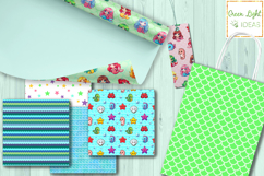 Cute Mermaids Seamless Patterns, Ocean Life Backgrounds Product Image 6