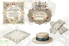 Edwardian Spring Picnic Clipart, Vintage Spring Graphics Product Image 6