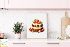Watercolor Strawberry Cakes Clipart, Birthday Cakes Graphics Product Image 6