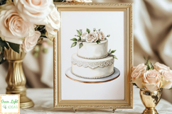 White Wedding Cakes Clipart, Watercolor Wedding Graphics PNG Product Image 6