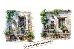 Cozy Garden watercolor Clipart Bundle- 16, JPG Product Image 2