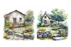 Cozy Garden watercolor Clipart Bundle- 16, JPG Product Image 6