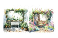 Cozy Garden watercolor Clipart Bundle- 16, JPG Product Image 8