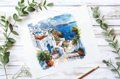 greek village watercolor Clipart Bundle- 10, JPG Product Image 1