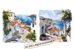 greek village watercolor Clipart Bundle- 10, JPG Product Image 4