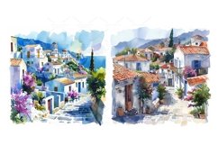 greek village watercolor Clipart Bundle- 10, JPG Product Image 7