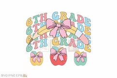 6th Grade Teacher SVG T-shirt, Teacher Coquette Pencil Bow Product Image 1