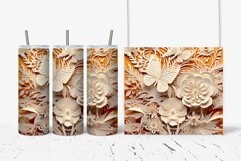 Paper art Flowers Butterflies 20oz Tumbler Sublimation PNG Product Image 1