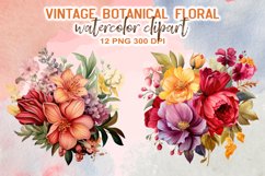 Vintage Botanical Floral Watercolor Clipart Product Image 7