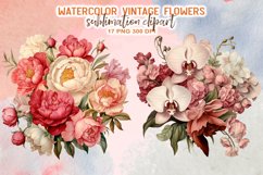 Vintage Flowers Watercolor Clipart Product Image 7