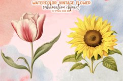 Vintage Flower Watercolor Sublimation Clipart Product Image 7