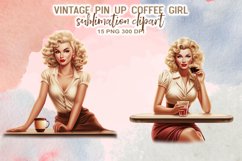 Vintage Pin-Up Coffee Girl Sublimation Clipart Product Image 7