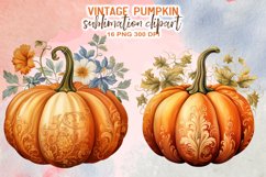 Vintage Pumpkin Sublimation Clipart Product Image 7