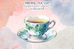 Vintage Tea Cup Sublimation Clipart Product Image 7