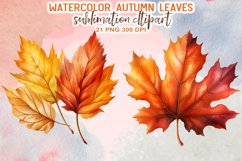 Watercolor Autumn Leaves Sublimation Clipart Product Image 7