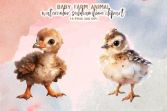 Watercolor Baby Farm Animals Sublimation Clipart Product Image 7