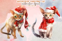 Watercolor Christmas Cat Sublimation Clipart Product Image 7