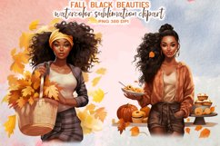 Watercolor Fall Black Beauties Sublimation Clipart Product Image 7