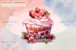 Watercolor Strawberries Desserts Sublimation Clipart Product Image 7