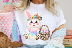 Easter Bunny png, Knit Bunny with Leopard Basket png Product Image 8