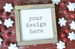 Wood Sign 6x6 Christmas Mockup| Add SVG Clipart Sublimation Product Image 1