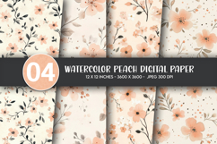 Watercolor Peach Digital Paper Product Image 1