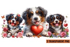 Watercolor Dog With Flowers Clipart Sublimation , PNG Product Image 1