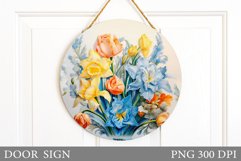 Flowers Door Sign Design. Spring Door Sign Sublimation Product Image 1